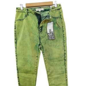 💚Neon Green💚 Super High Rise Skinny Jeans 💚 Distressed💚 NWT